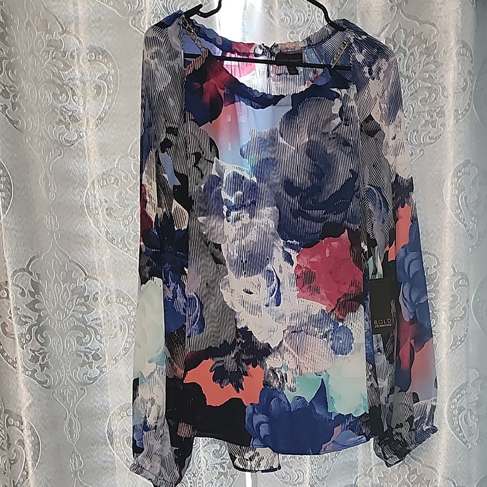 BOLD elements Floral Print Blouse - Blue, Pink, Black